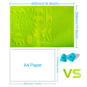 3D Silicon Pen Mat -11.8x8.2 inch with Animal Patterns for 3D Printing Pen  - Blue 