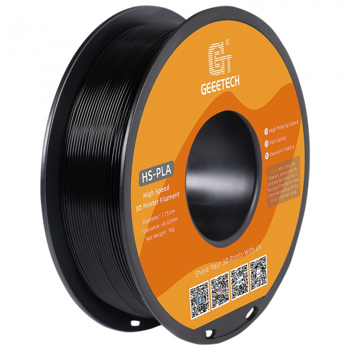 HS-PLA Filament, Black PLA, 1.75mm 1Kg Per Roll, Can Be Used on