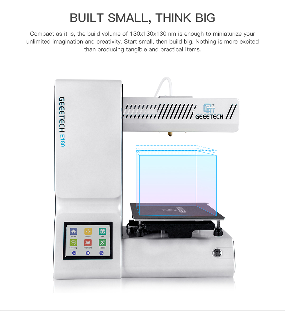Geeetech 3D Printer E180 Opensource Assembled 3.2" Smart Color ful Touch Screen 