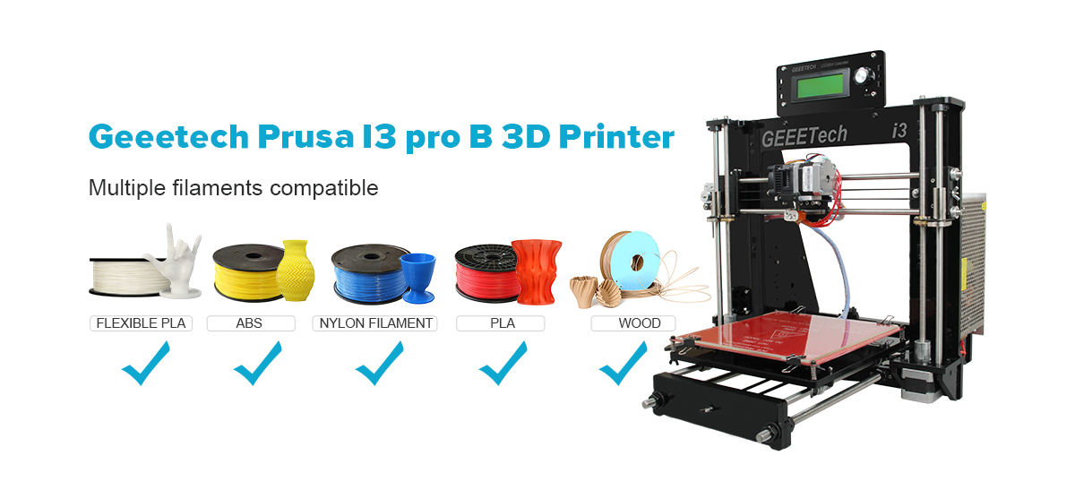 Geeetech Dual  Extruder 3D Printer Prusa Acrylic I3 ProC Filament 1.75 FREE TAX！ 
