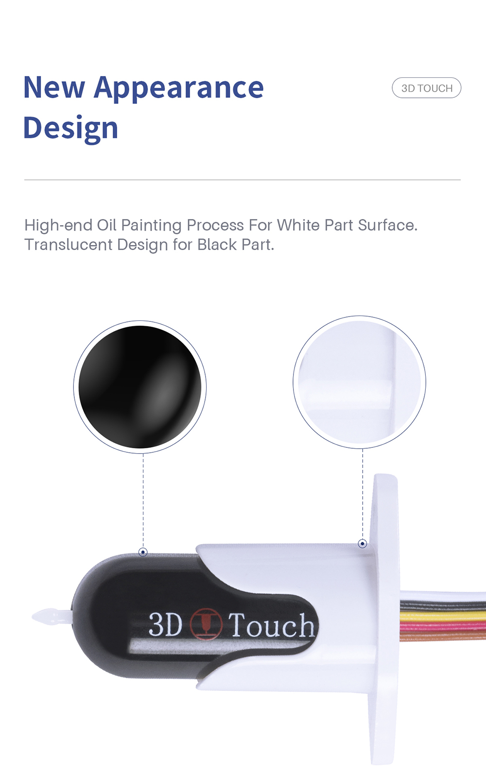 Upgraded 3D Touch V3.2 BL-Touch Replacement incl. 4 Brackets Compatible  with Ender-3/3S/3Pro, Ender-5/5S/5Pro,CR-10 and Geeetech 3D Printers Auto  Bed