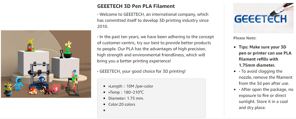 3D Pen PLA filament 3D Printer 1.75mm PLA Filament, 20 Colors, 10 Meters  per color 3D Pen PLA filament 3D Printer 1.75mm PLA Filament, 20 Colors  [TG21] - $13.00 : geeetech 3d