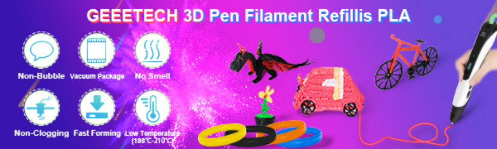 3D Pen/Printer Filament, 20 Colors 328 Feet, 1.75 mm Diameter Accessories, Size: 5M 10 Color PLA