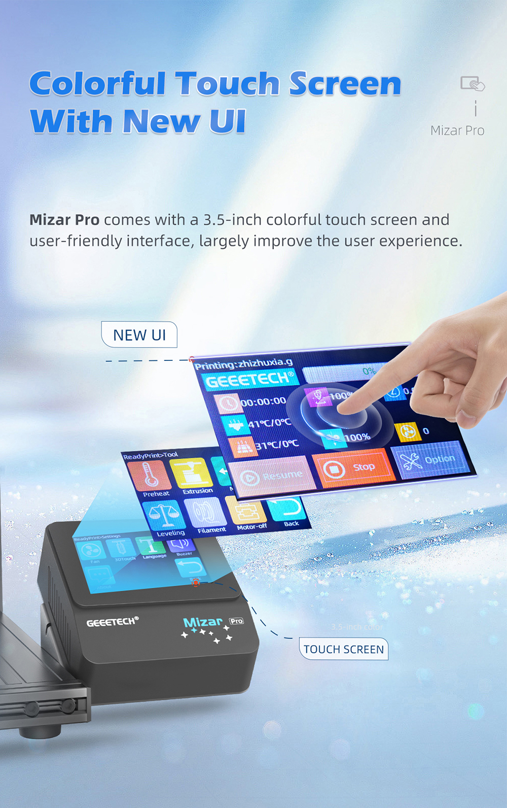Geeetech Mizar 3.5-inch Color Touch Screen TMC2208 Slient Driver 3D  Printer, 220×220×260mm, FDM 3D Printer, Fast Shipping - AliExpress