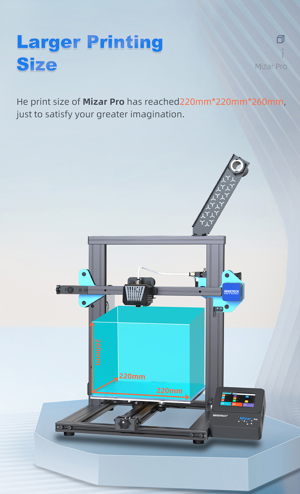 Geeetech Mizar Pro Imprimante 3D FDM Auto-nivelante, écran Tactile Couleur  3,5 Pouces avec Carte Pilote Ultra Silencieuse TMC2208, 220x220x260mm :  : Commerce, Industrie et Science