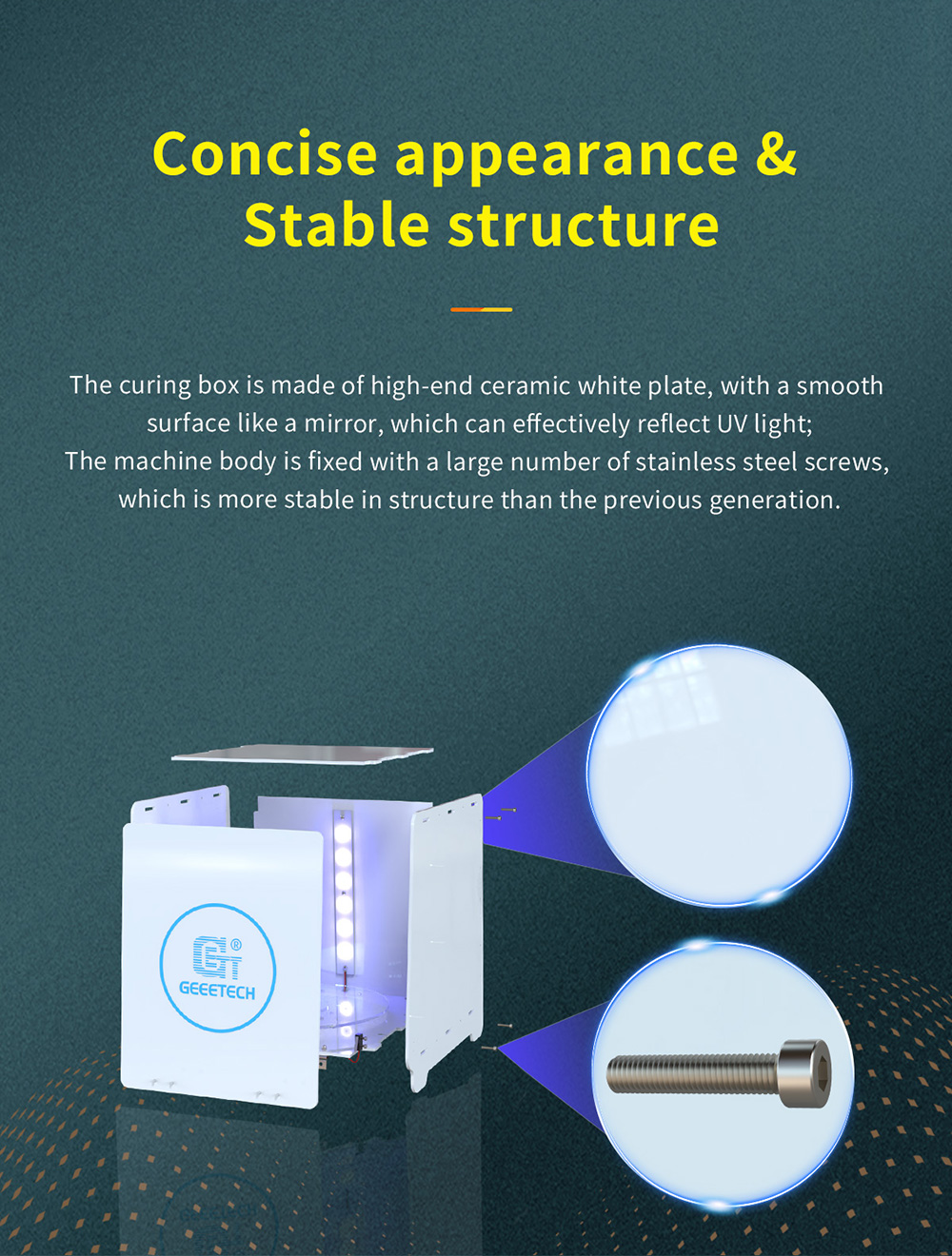 Geeetech UV Curing Light Box for LCD/DLP/SLA 3D Resin Printer Model, DIY  405nm UV Resin Curing Box with 360°Driven Turntable, Intelligent Time  Control Resin Curing Station, Fast Curing Machine GCB-1 
